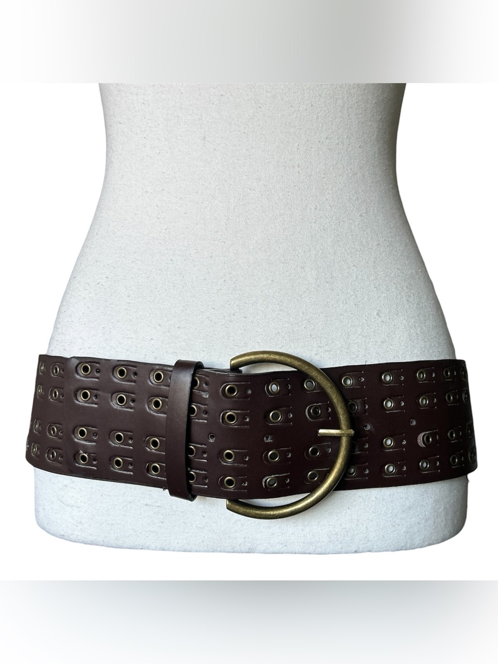 Y2K Brown Faux Leather Studded Chunky Style Belt